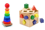  Wooden Shape Sorting Cube & Rainbow Stacker set