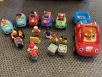 Racing car set with clean up crew