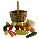 Large Cane Picnic Basket (with fruit, vegetables, bread and cheese)