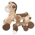 "Apple and lil dumplin" - Brown ride on and pull along double horse set