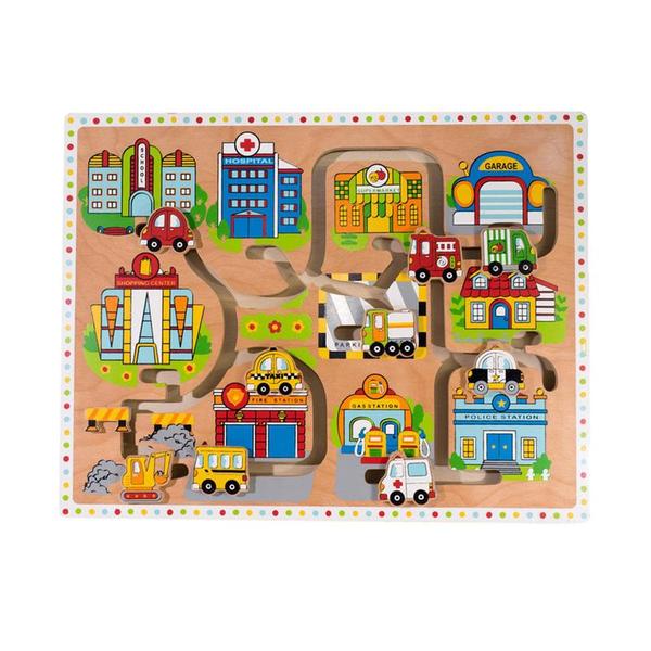 256: Buildings and Cars Maze Puzzle