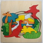 Dinosaur 3D Layered Wooden Tray Puzzle
