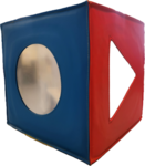Cloured cube with Mirror shapes