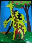Wooden giraffe family puzzle