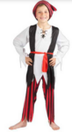Pirate Costume White, Black & Red