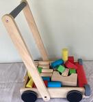 Baby walker with blocks - wooden