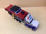 Fast Lane Motorsports Racing Light and Sound Flatbed Tow Truck and Race Car Set