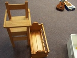 Wooden High chair and cot