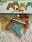 Wooden animal croquet set