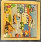 740: Wooden puzzle transport city