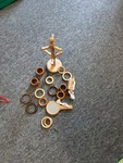wooden mug holder and rings 16 pieces