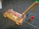 wooden magnetic crane and bricks