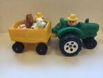 Tractor set with trailer, horse and farmer