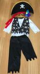 Pirate costume (pants, vest, white shirt, hat, parrrot)