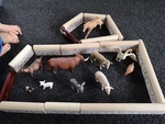 Wooden fences and farm animals set 