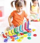 Learning board with abacus