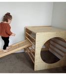 Wooden Pikler Cube With Ramp (Round Holes)