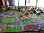 Wooden toy set with road mat