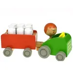Wooden Milk Tractor & Bowl Set