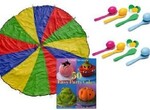 Party Games Box - Egg & Spoon; Pin the Tail on the Donkey; Parachute