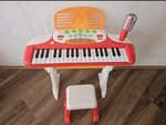 Musical piano Keyboard with microphone and stool