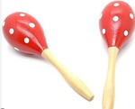 Maracas 1 Pair Red and White Spanish 