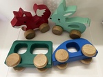 Wood Cars with Handle - Mixed Set of 4