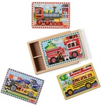 J30: Melissa & Doug Vehicles Wooden Chunky Puzzle – 9 Vehicle Pieces Puzzle with Stand-Up 