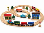 Wooden Train Set with Police Station (78 Pieces)