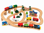 Large Wooden Train Set with Boom Gate (97 Pieces)