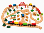 Wooden Train Set with Wild Animals (63 Pieces)
