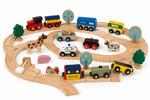 Wooden Train Set with Farm Animals (64 Pieces)