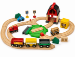 Large Wooden Train Set with Round Yard & Train (111 Pieces)