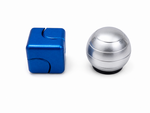Metal Fidget Blue Infinity Cube & Silver Rotating Sphere