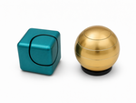 Metal Fidget Green Infinity Cube & Gold Rotating Sphere
