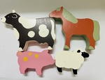 Chunky wooden farm animals