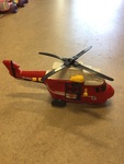 Rescue helicopter, makes noise and rotors spin
