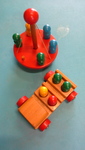 carousel,car wooden+3 people