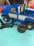 Blue Tonka  truck with wheels