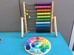 Abacus and puzzle clock