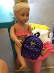 Blonde Doll+Back Pack+6 clothing