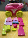 Pink Mega Blocks Wagon with blocks