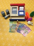 Wooden Cash Register, Money & Groceries 
