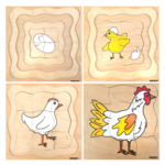 Layered Wooden Puzzle - Hen