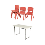 Red Chairs and Adjustable Tables