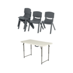 Grey Chairs and Adjustable Tables