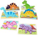  SYNARRY 6 Pack Dinosaur Wooden Puzzles