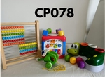Abacus, music cube, helicopter, croc