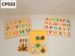 Alphabet/number puzzle, dino eggs, circuit board