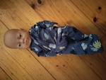 BABY DOLL with blue dino jumpsuit